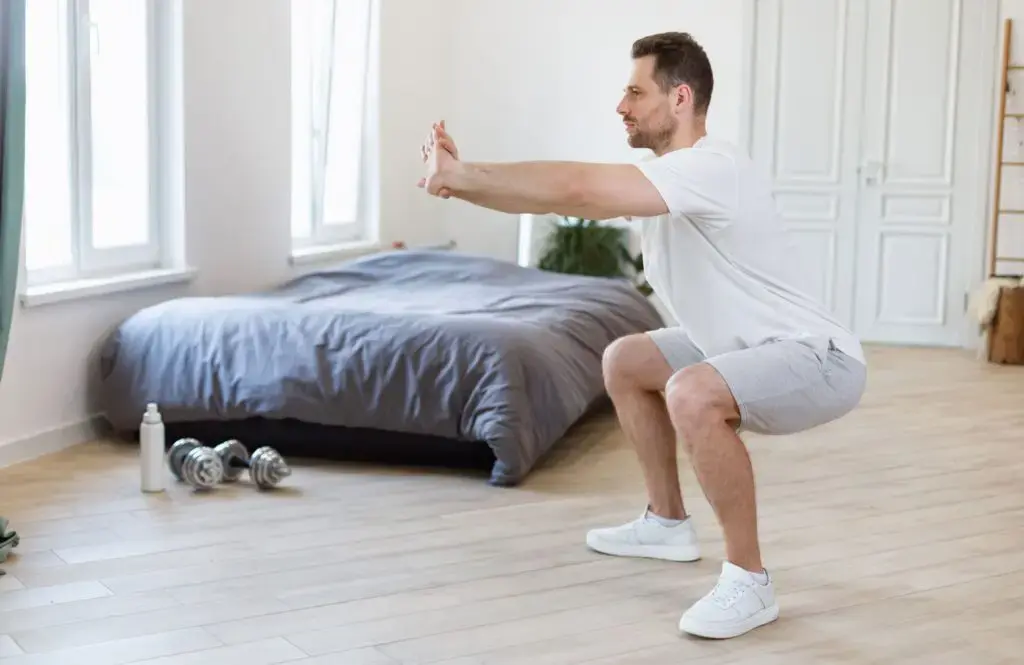 A man doing squats