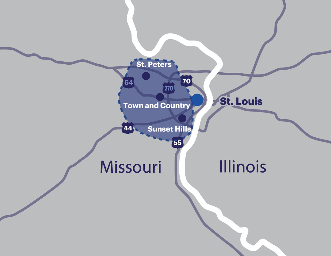 Map of Excelsia's Missouri locations